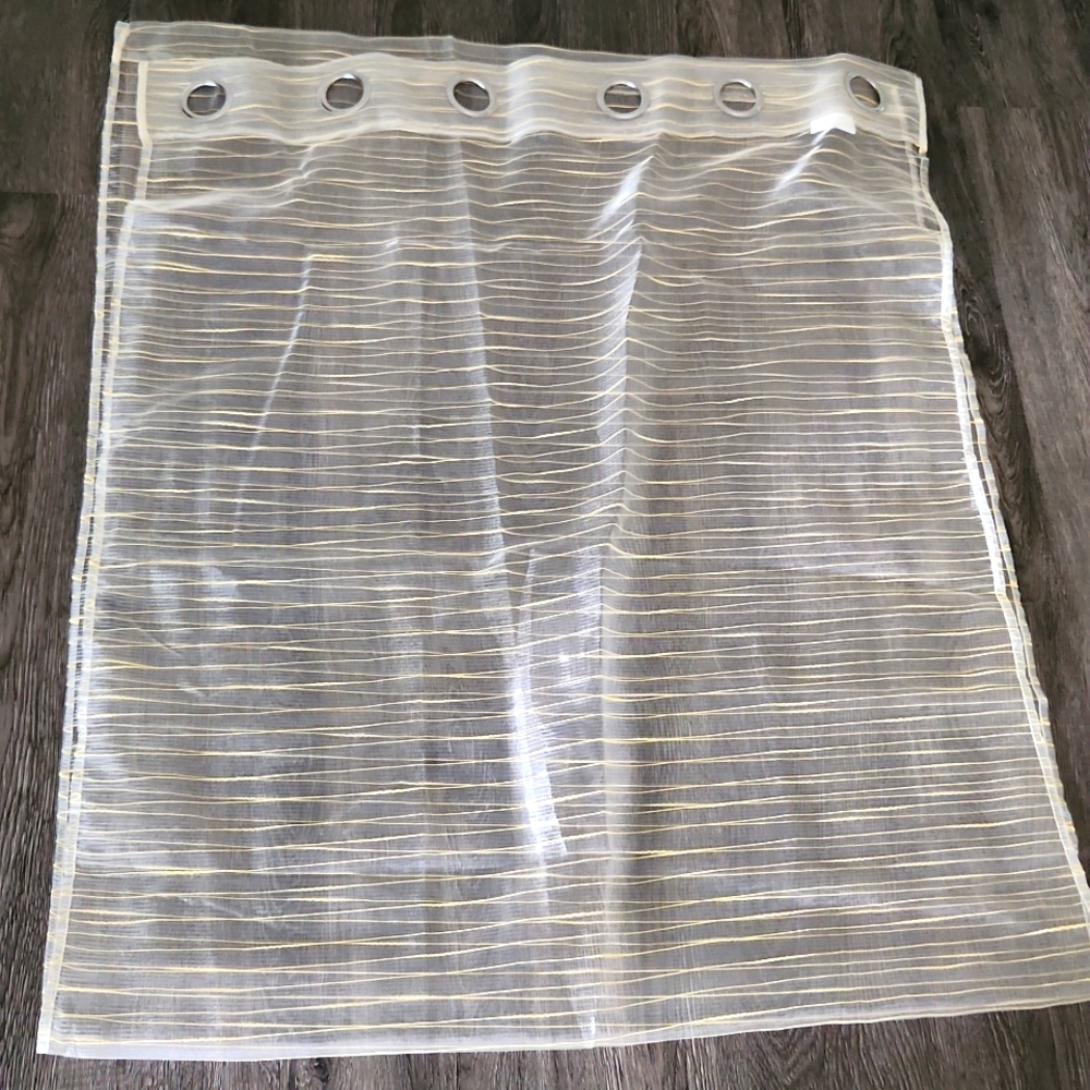 4 Semi-Sheer Panels Dainty Clear Yellow Lines  curtains